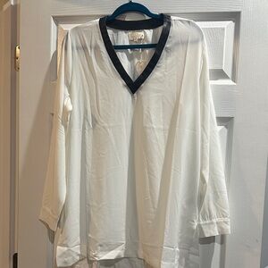 Mud Pie White Blouse with Black Accents